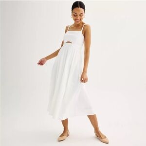 NWT Nine West White Linen Keyhole Dress
